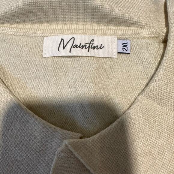 Mainfini Men's Knit Button Polo Shirts Beige XXL - Picture 7 of 10